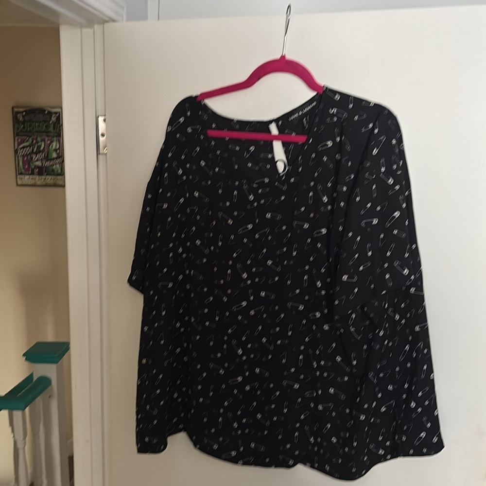 Love & Legend Safety Pin Short Sleeve Blouse